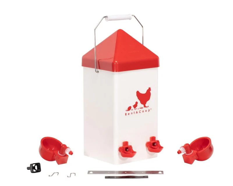 1 Gallon Chicken Waterer with 2 Auto-Fill Cups, Horizontal Nipples and Anti-Roost Cone - Image 3