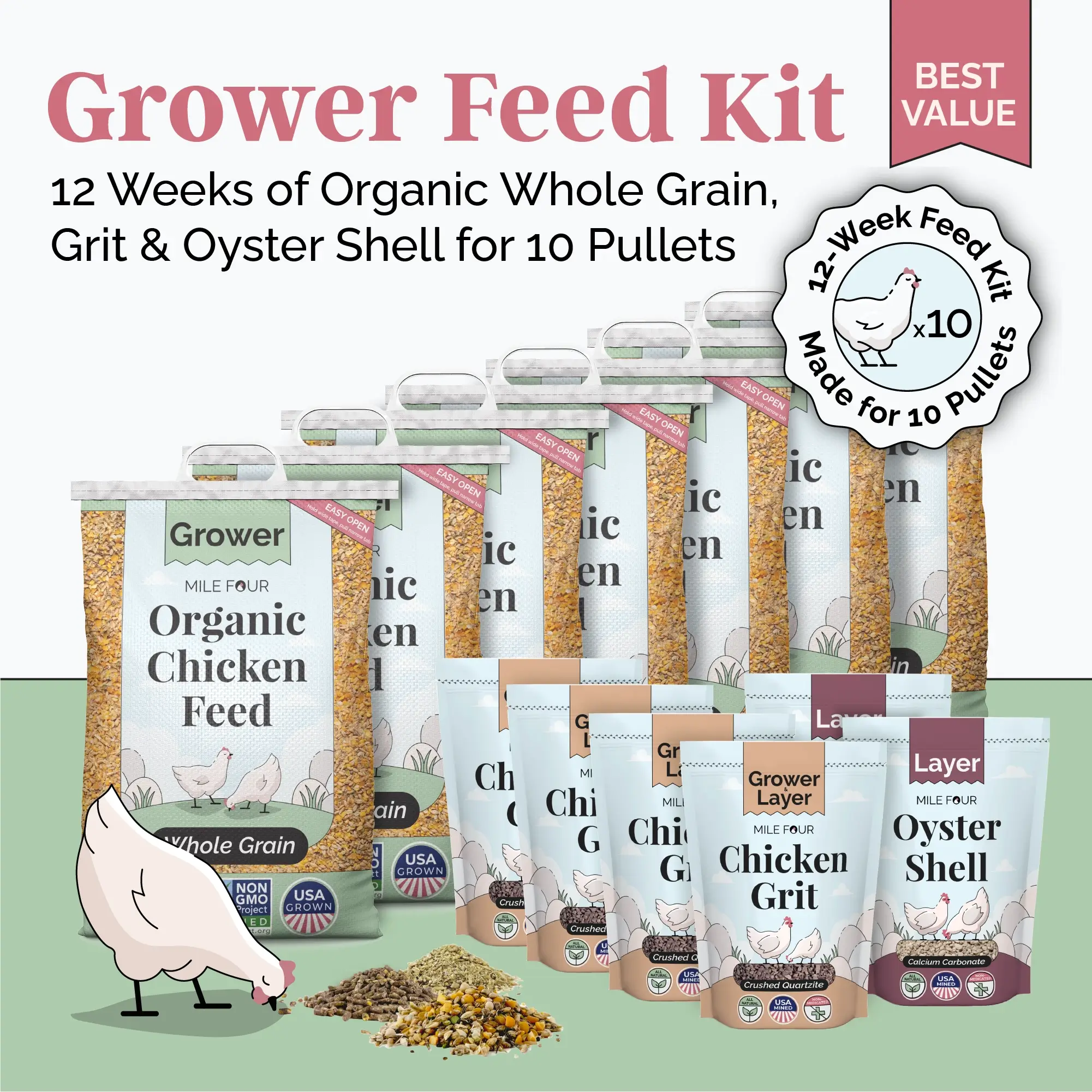 Grower Feed Kit | 12 Weeks of Organic Feed & Grit for 10 Pullets - Image 14